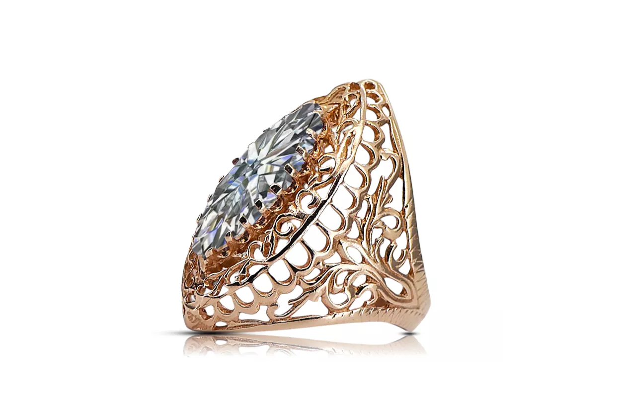 Zircon Or rose 14 carats vintage d'origine Anneau Bijoux vintage vrc090r